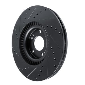 Hyundai Palisade Brake Rotor (1) - Front Right - R1 Concepts - Drilled & Slotted - Black - `20-`25